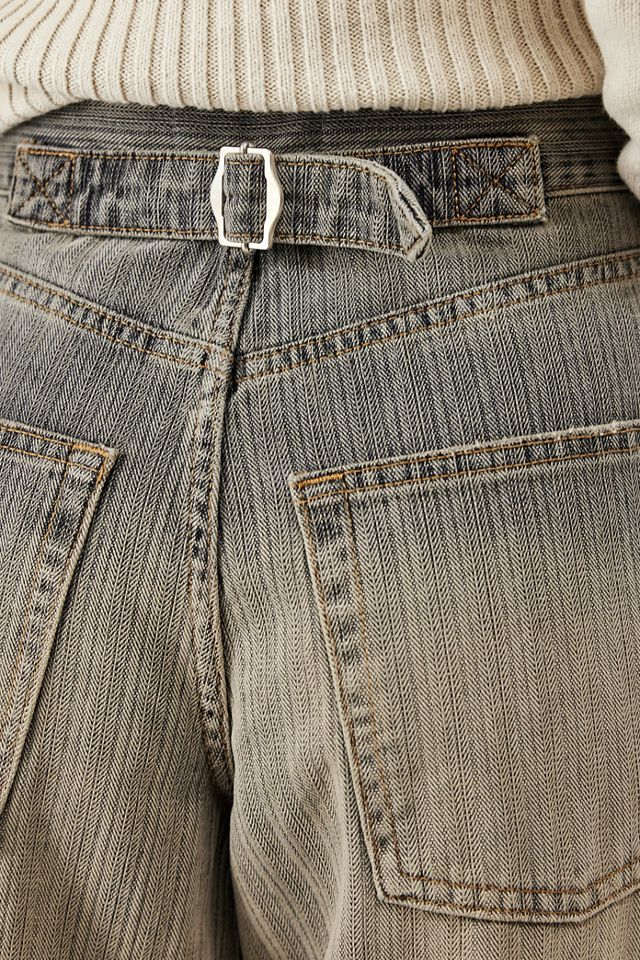 BDG Schwarz Gestreift Logan Raffung Hinten Boyfriend Jeans #1