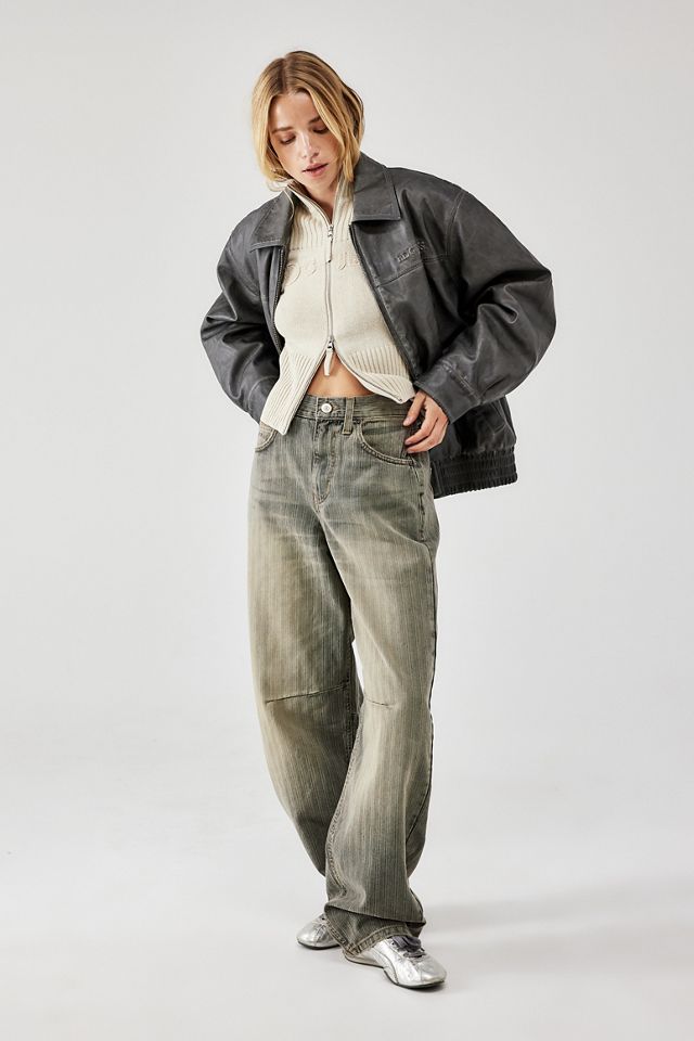 BDG Schwarz Gestreift Logan Raffung Hinten Boyfriend Jeans #2