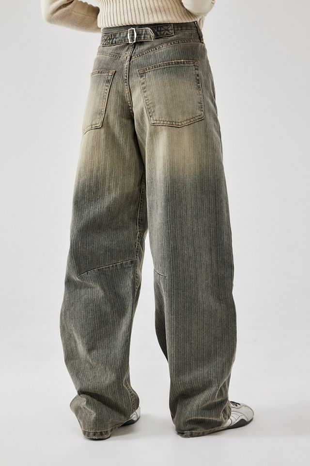 BDG Schwarz Gestreift Logan Raffung Hinten Boyfriend Jeans #3