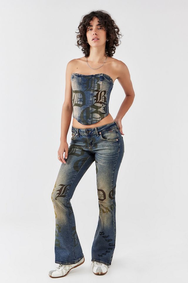 Jeans Bootcut Flare Taille Basse BDG à Imprimé Script #1