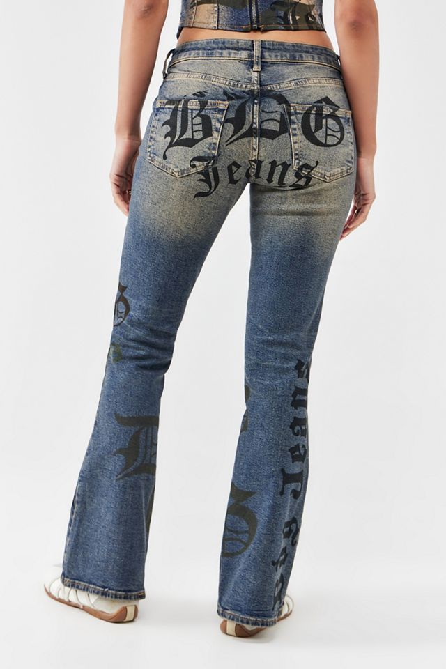 Jeans Bootcut Flare Taille Basse BDG à Imprimé Script #3