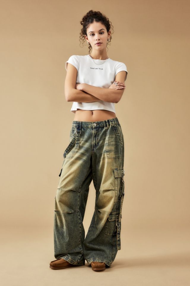 BDG Sand Tinted Denim Strappy Cargo Pants | Urban Outfitters UK