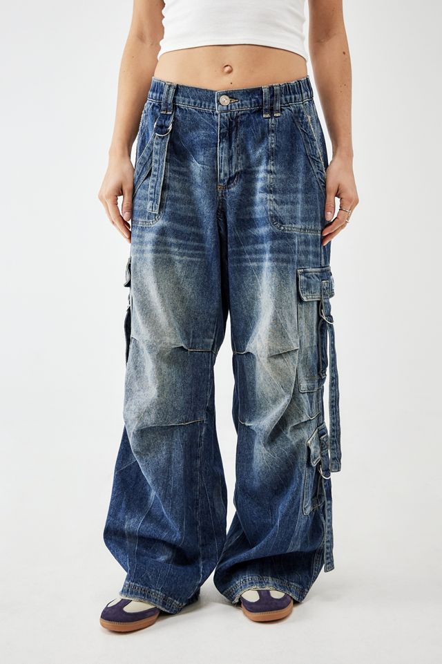 BDG Blue Strappy Baggy Cargo Pants | Urban Outfitters UK