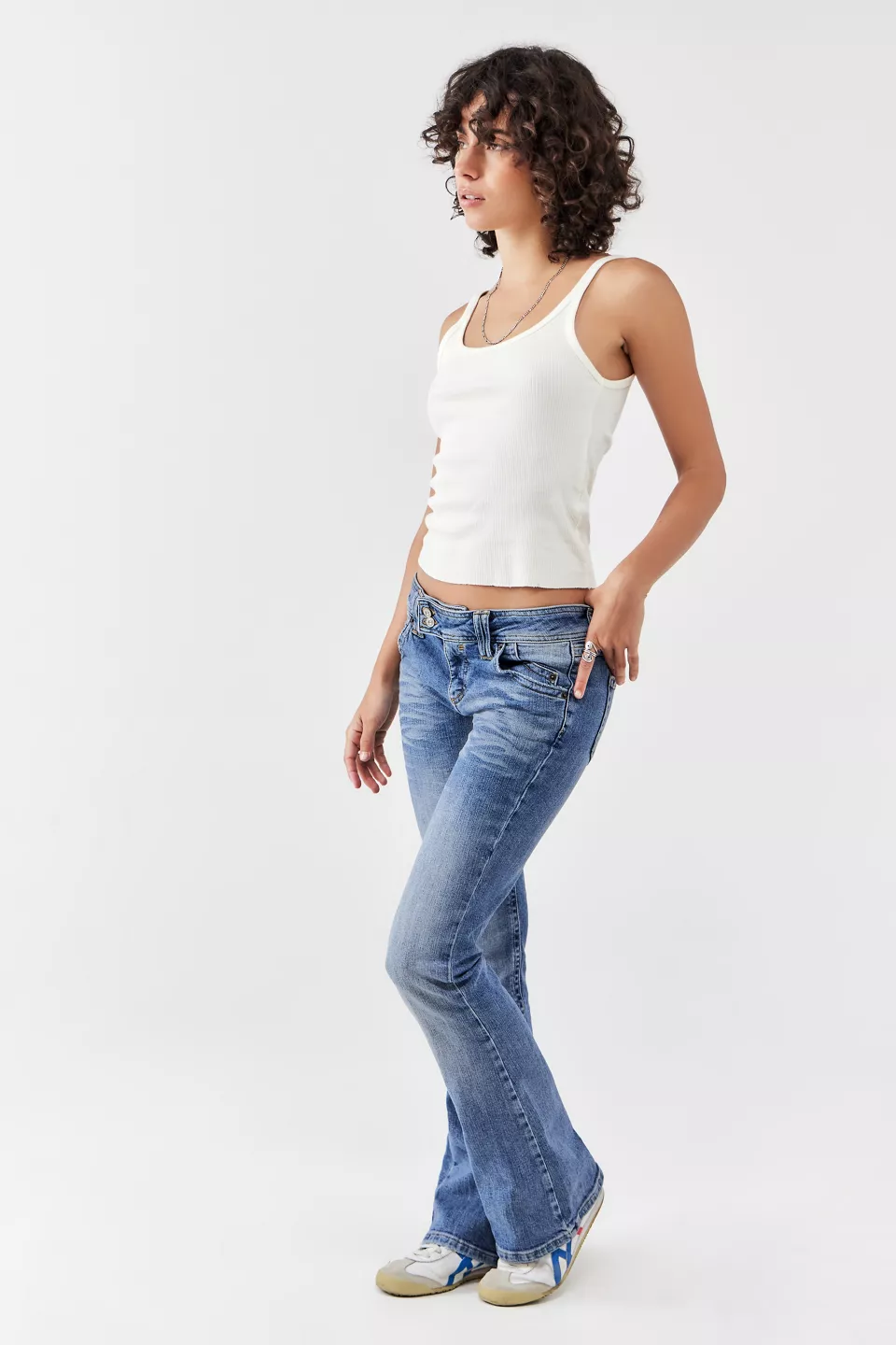 denim low rise boot cut flare jeans