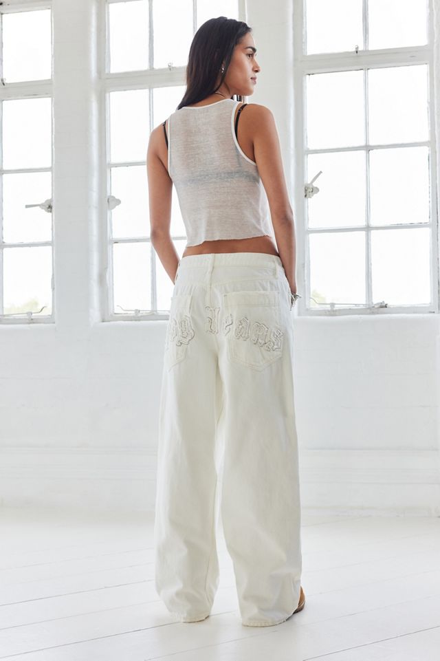 BDG Jaya Applique Denim Baggy White Jeans  #3