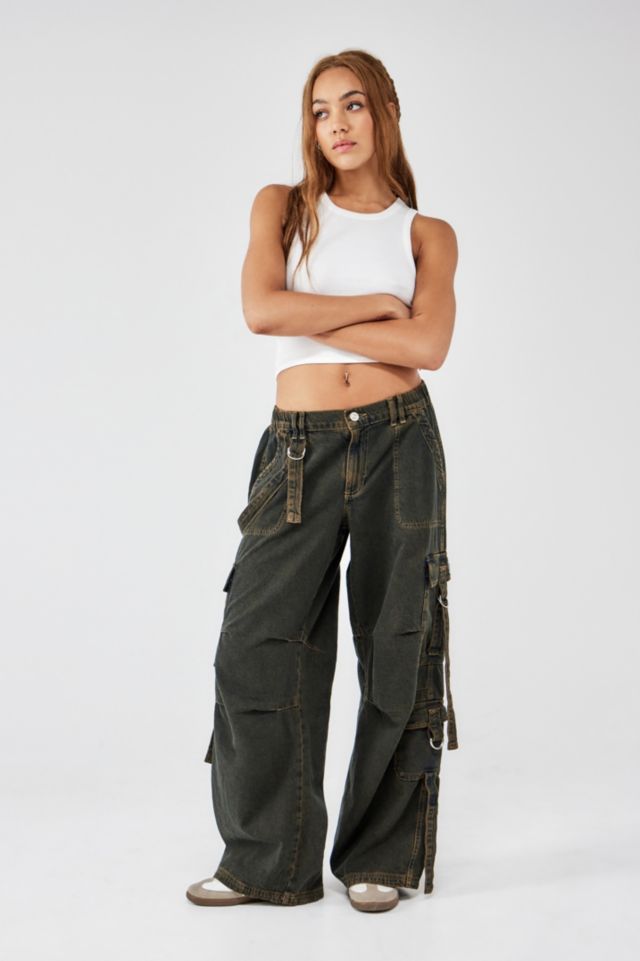 BDG Black Strappy Baggy Cargo Pants