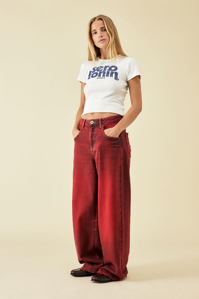 BDG Jaya Check Applique Baggy Red Jeans #2