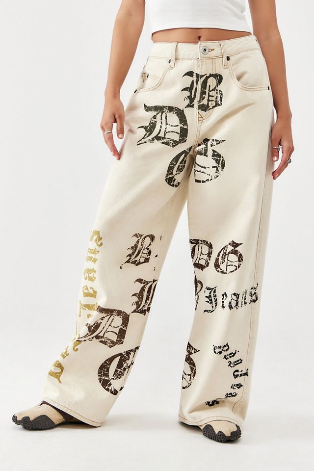 BDG Jaya Baggy Logo Print Ecru Jeans #1
