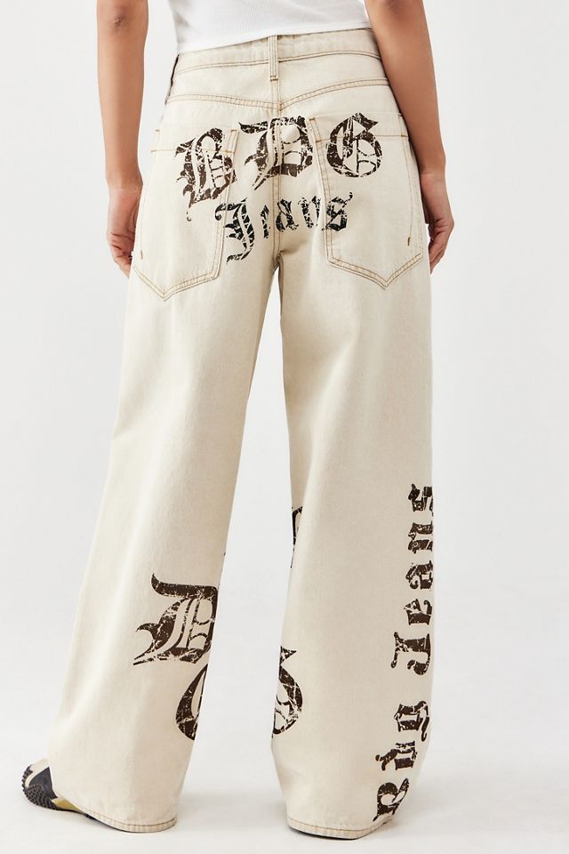 BDG Jaya Baggy Logo Print Ecru Jeans #3