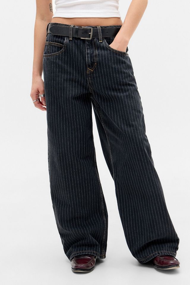 Striped jeans black on sale