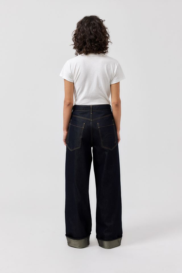 BDG Jaya Baggy Shiny Black Turn-Up Jeans #3