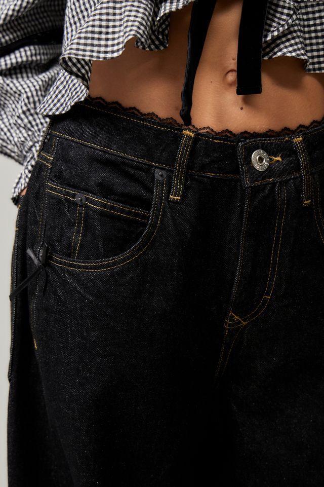 BDG Jaya Baggy Black Lace Trim Jeans | Urban Outfitters UK