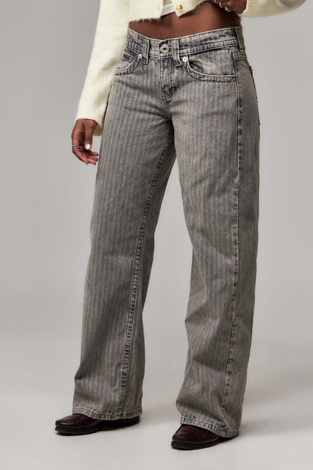 Grey striped jeans online