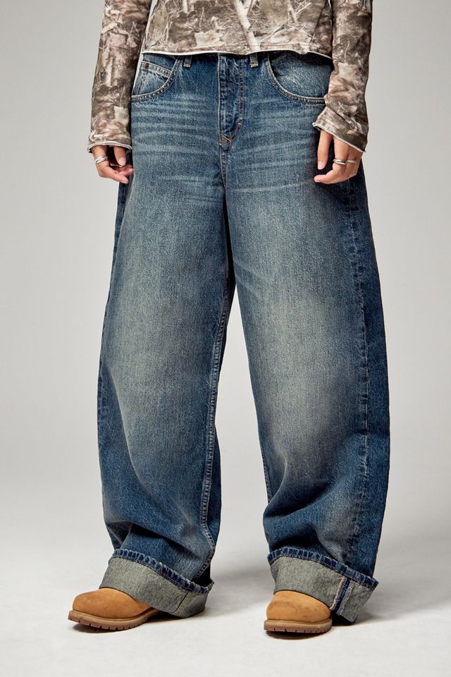 BDG Jaya Baggy Texan Green Turn Up Jeans #2
