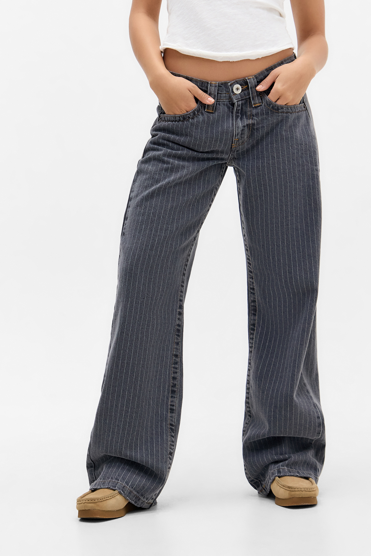 BDG Grey Kayla Lowrider Stripe Jeans