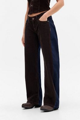 BDG Braune Kayla Lowrider Zweifarbige Cordhose