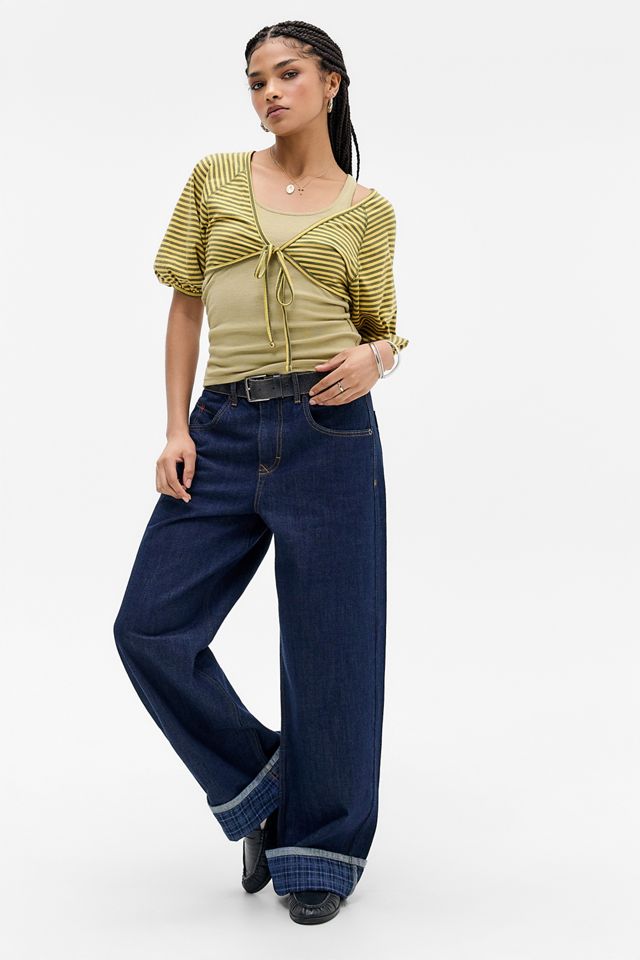 BDG Jaya Baggy Turn Up Laser Check Jeans  #1