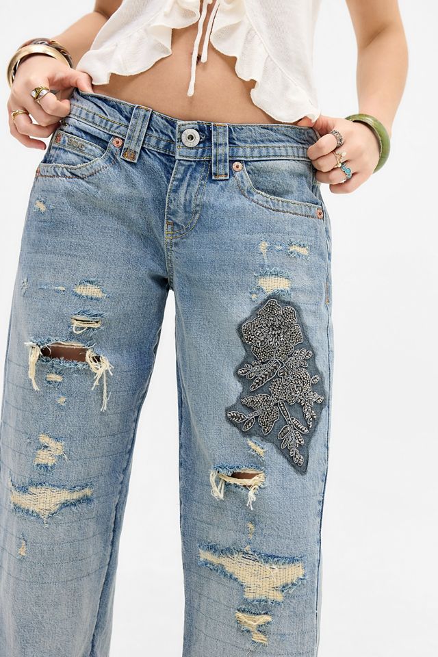 Jeans Lowrider BDG Kayla con Strappi e Riparazioni con Applicazioni #2