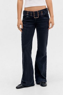 BDG Navy Miko Cord Skinny Bootcut Jeans mit niedrigem Bund