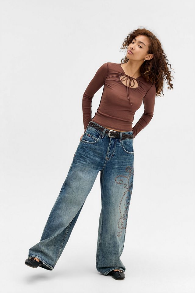 BDG Jaya Türkisfarbene Baggy-Jeans mit Nieten #1