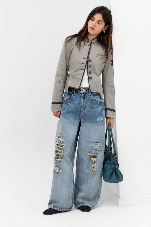 BDG Jaya Blaue Mixed Media Baggy Jeans #1