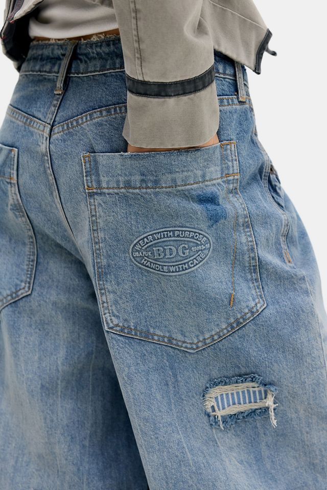 BDG Jaya Blaue Mixed Media Baggy Jeans #4