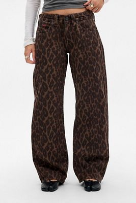 BDG Kayla Leoparden-Jeans mit niedrigem Bund und geradem Bein