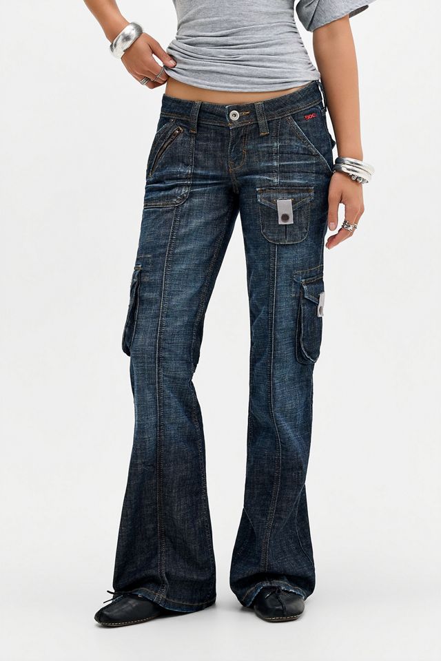Jeans Skinny Bootcut a Vita Bassa con Tasche Cargo Miko BDG #1