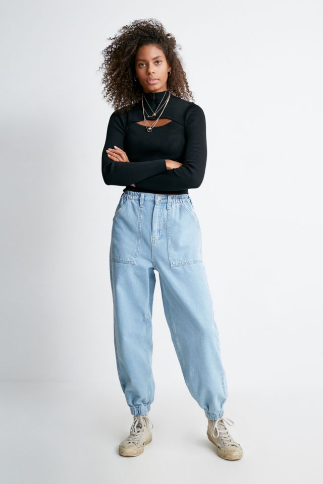 BDG Luca High-Waisted Jogger Jean – Washed Black Denim, Urban Outfitters