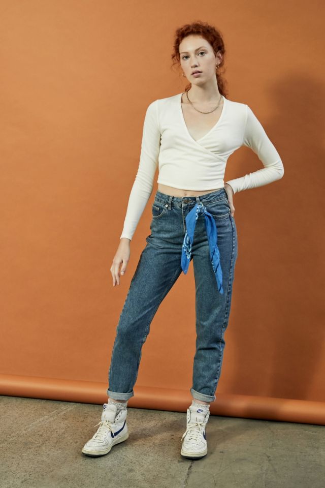 BDG Urban Outfitters Rolled Hem Womens Mom Shorts - DARK VINTAGE