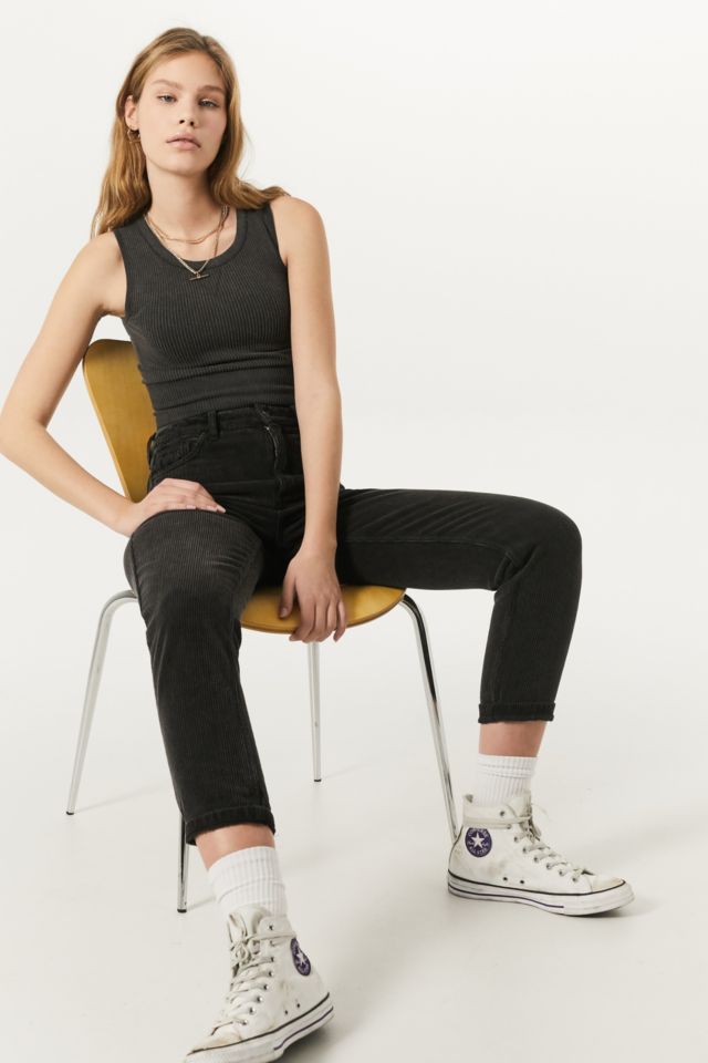 Urban Outfitters BDG Acid Corduroy High-Waisted Mom Jeans Black