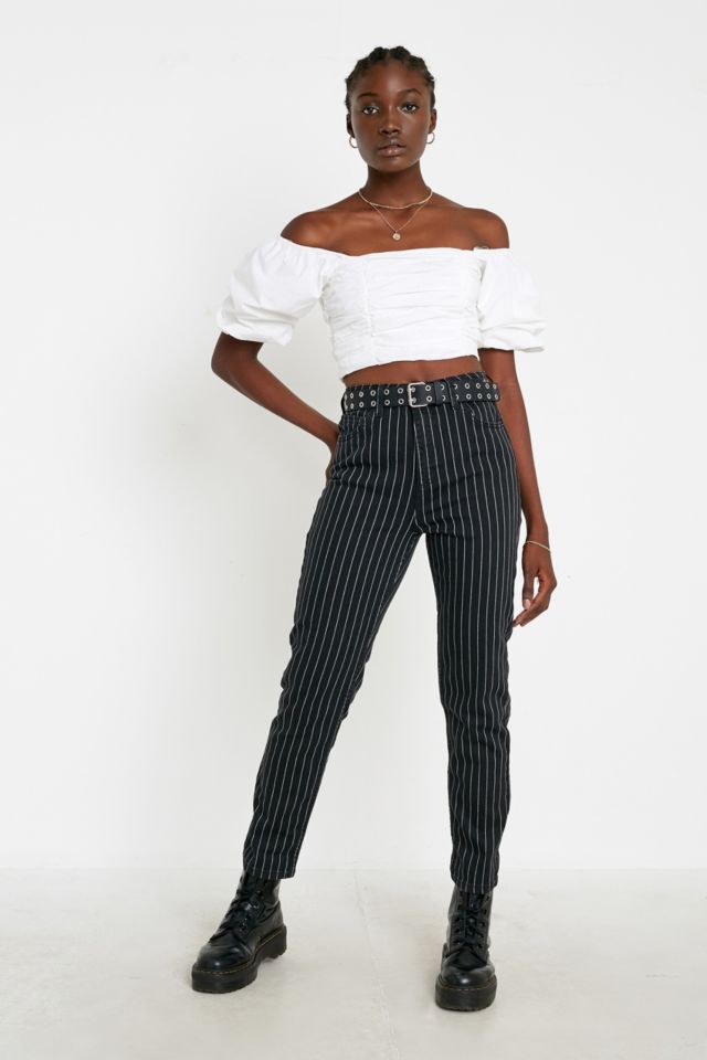 Striped hot sale mom jeans