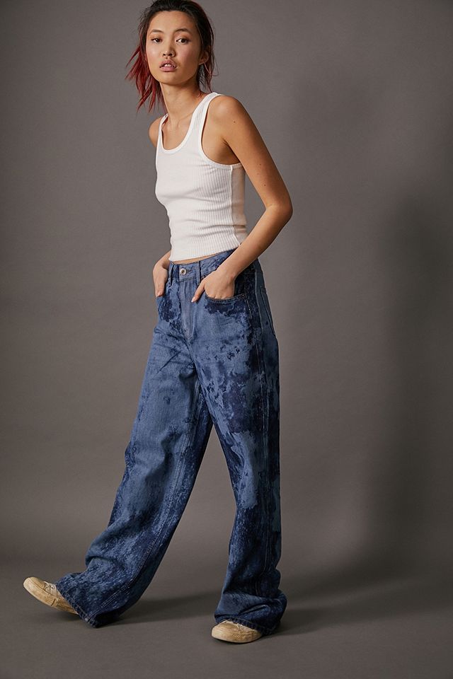 BDG Laser Tie-Dye Wide-Leg Puddle Jeans | Urban Outfitters UK