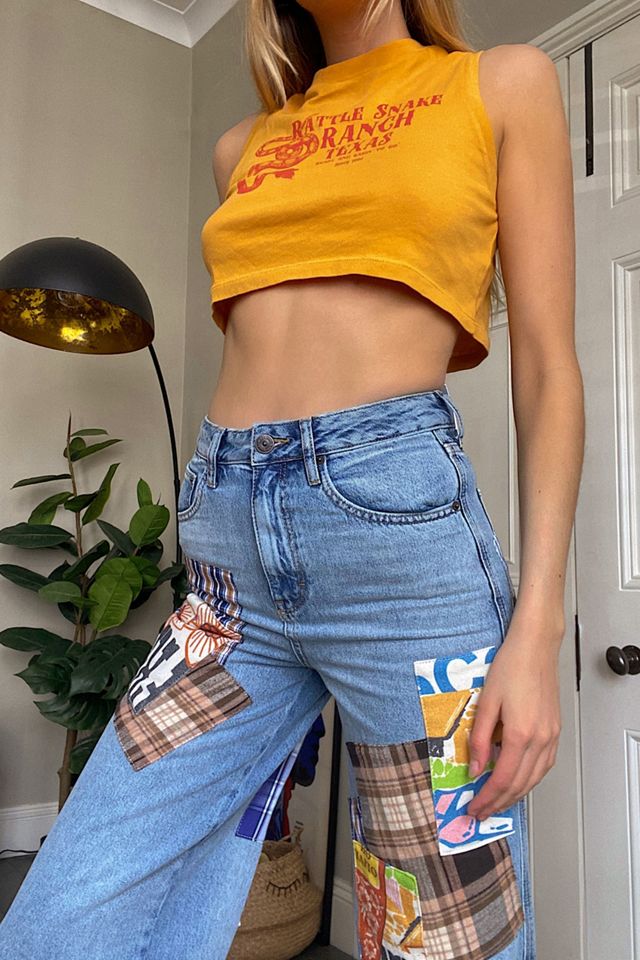 BDG Printed Patchwork Wide-Leg Puddle Jeans #3