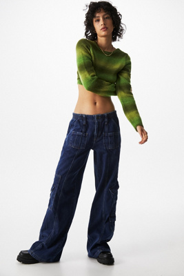 BDG Y2K Blue Denim Low-Rise Cargo Pants 