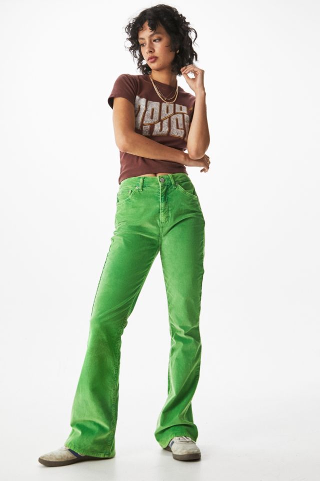 Green on sale flare jeans