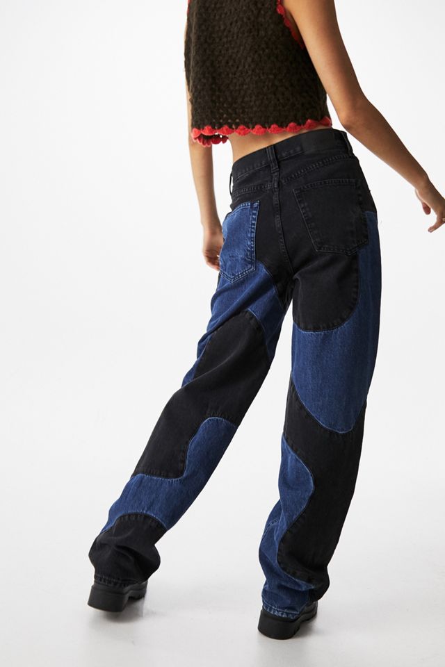 BDG Schwarz & Blau 70er Jahre Patchwork Boyfriend Jeans #2