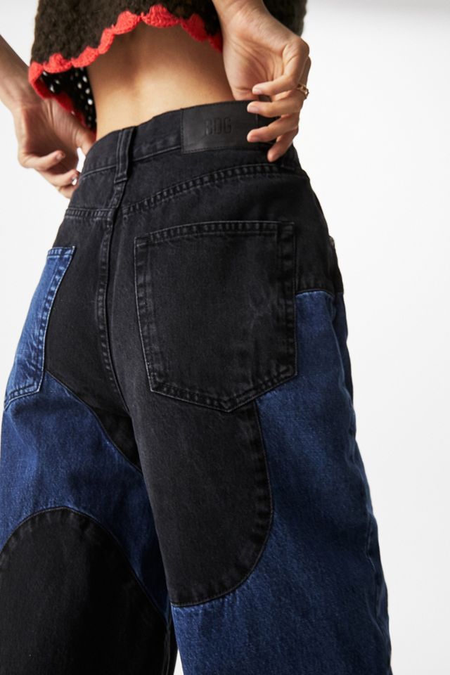 BDG Schwarz & Blau 70er Jahre Patchwork Boyfriend Jeans #3