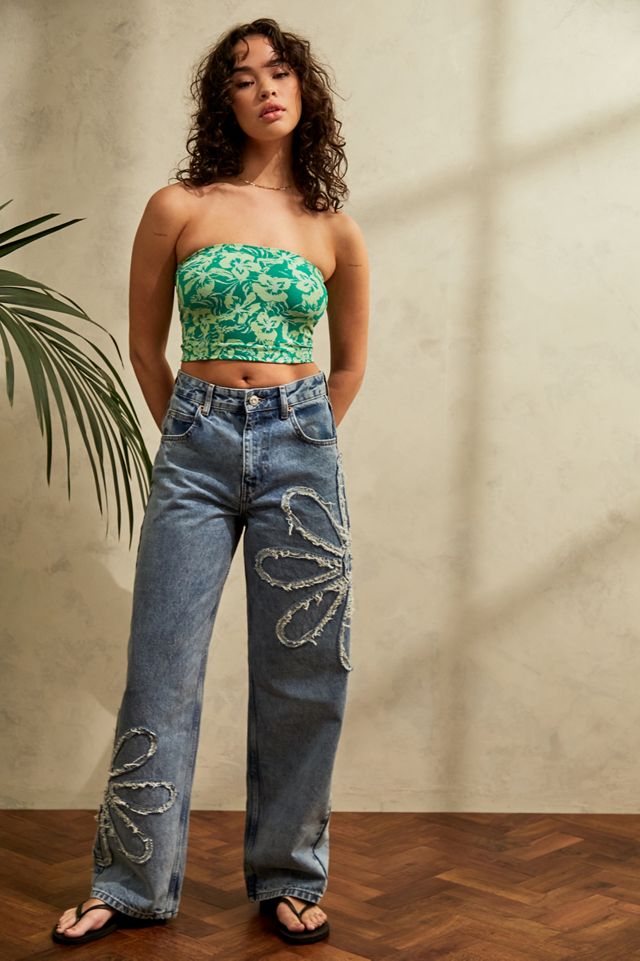 BDG Applique Flower High-Waisted Boyfriend Jeans  #1