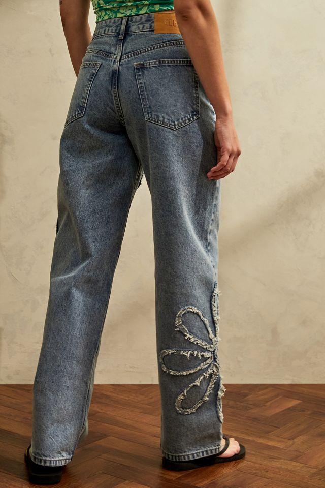 BDG Applique Flower High-Waisted Boyfriend Jeans  #3