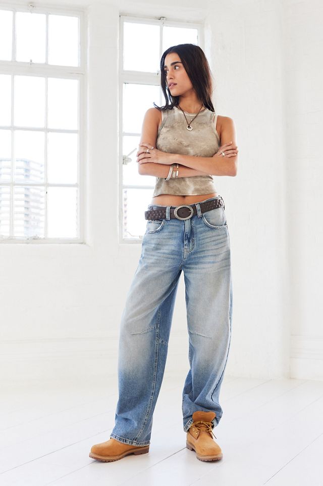 BDG Logan Arizona Wash Cinch Back Boyfriend Jeans | Urban Outfitters UK