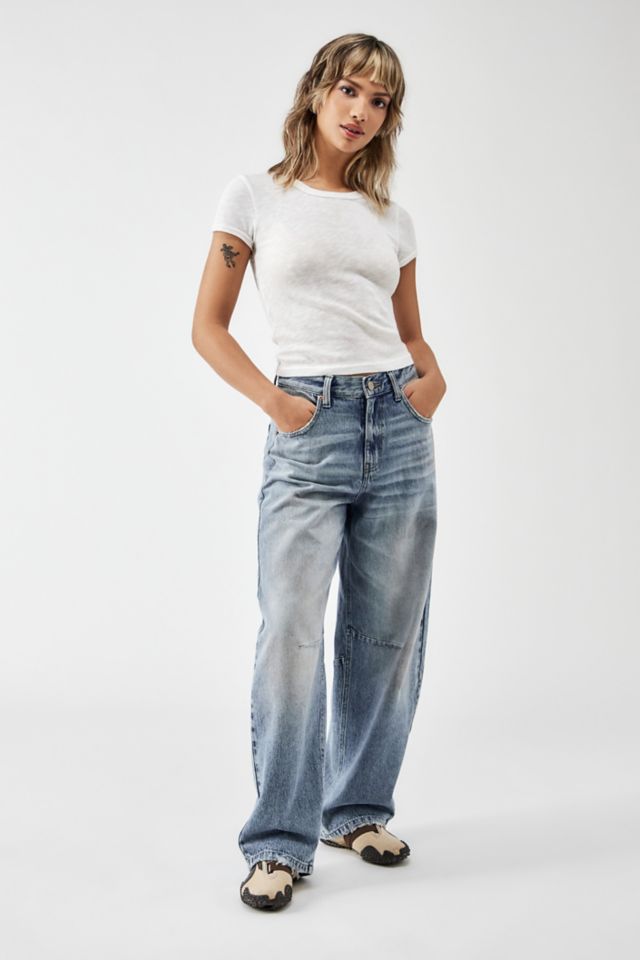 BDG Logan Arizona Wash Cinch Back Boyfriend Jeans | Urban Outfitters UK