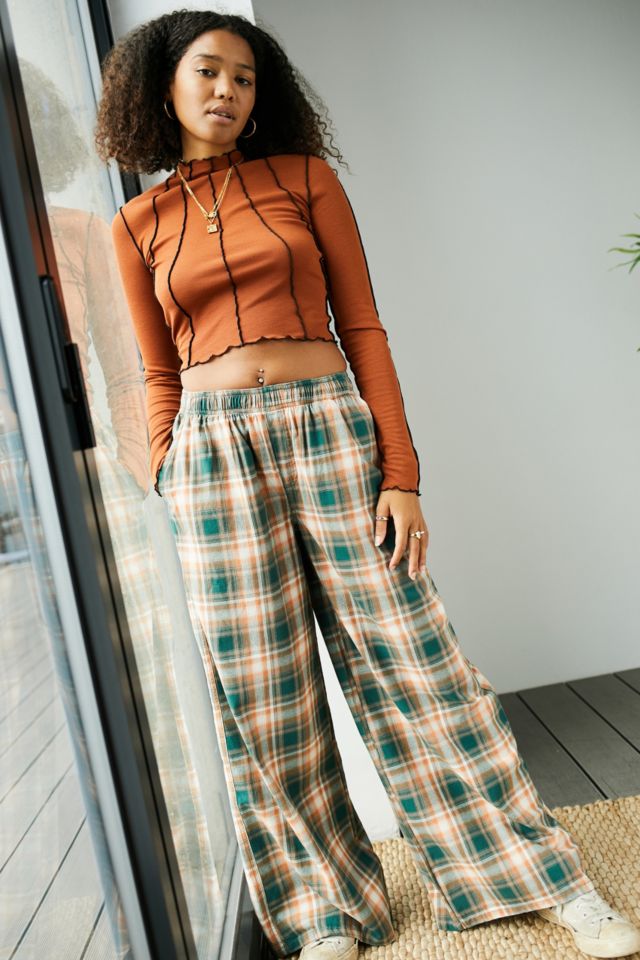 Checkered wide shop leg trousers