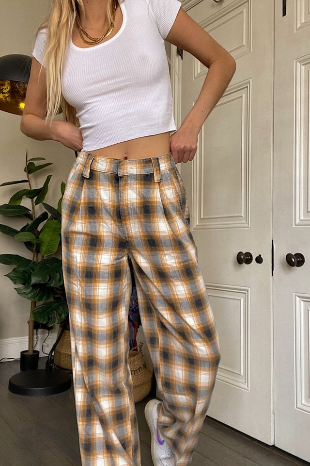 BDG Casual Check Wide-Leg Puddle Trousers #1