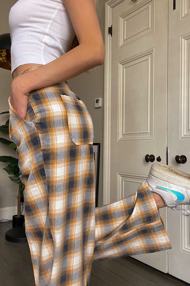 BDG Casual Check Wide-Leg Puddle Trousers #3