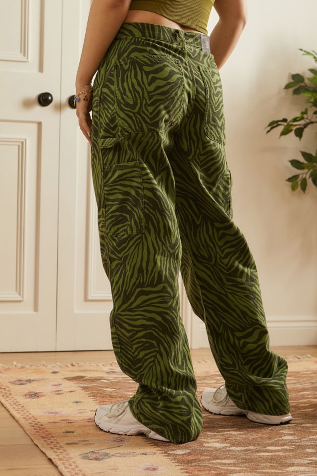 BDG Green Juno Tiger Print Carpenter Jeans