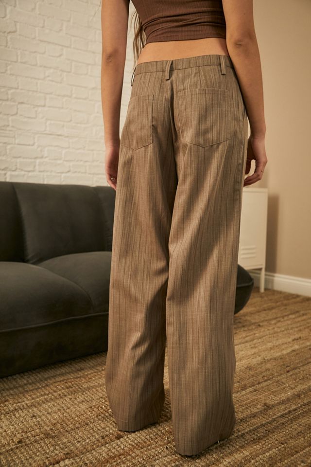 UO - Pantalon taille basse Cally à fines rayures sable #3