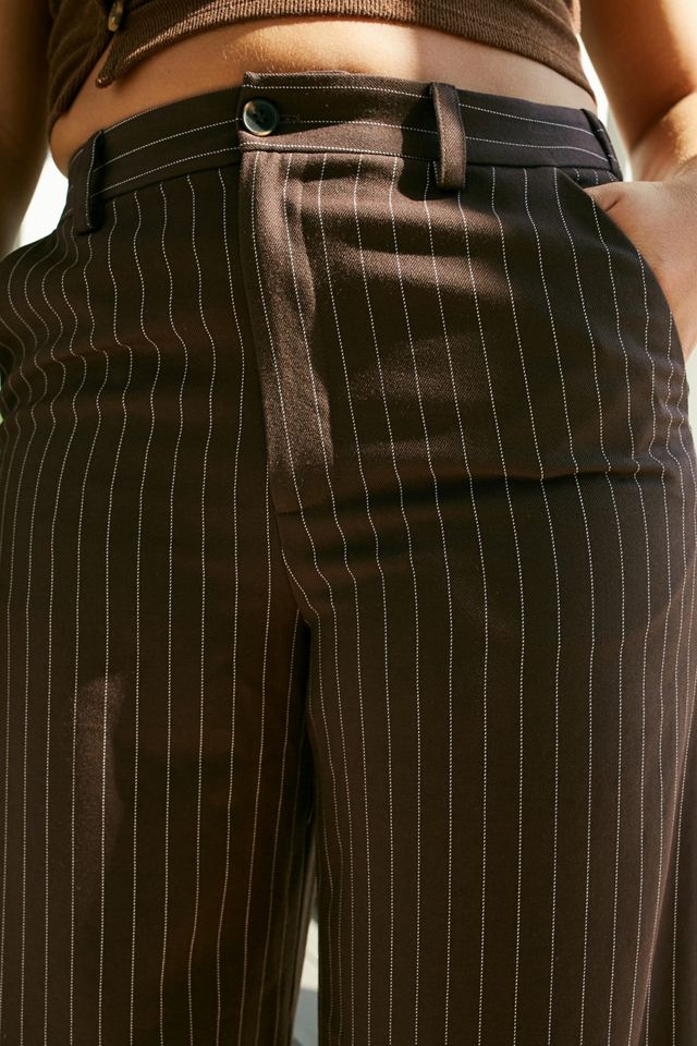 UO Lottie Chocolate Pinstripe Extreme Pantaloni a pozzanghera a gamba larga #3