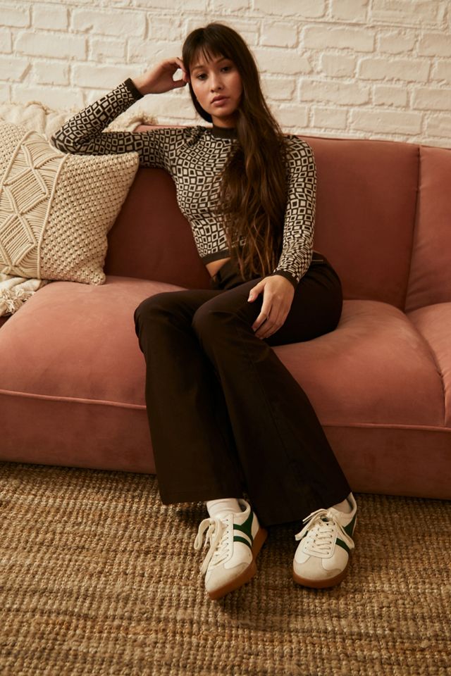 UO Brown Bengaline Low Rise Flare Pants #1