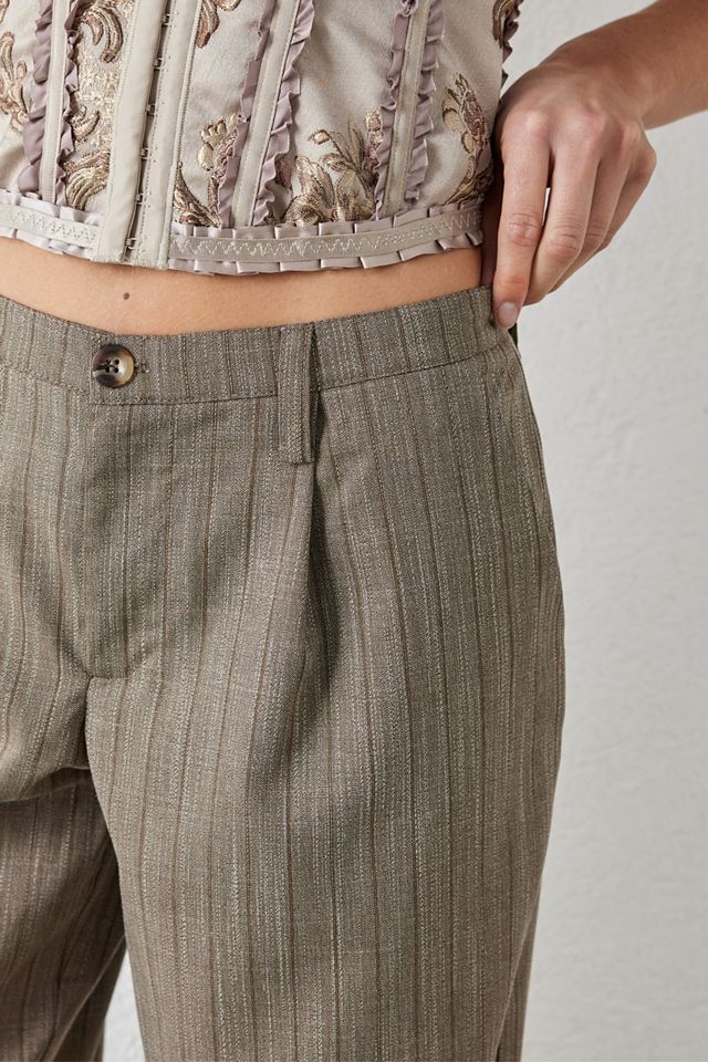 UO Brown Cally Low Slung Pinstripe Trousers #2